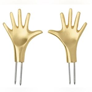 beHOME Corn On the Cob Holders / Appetizer Picks Gold Hands 2 Sets NIB